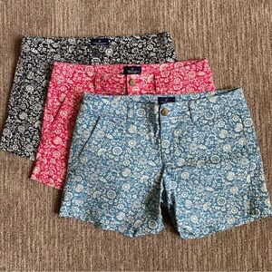 Bundle of 3 American Eagle Print Midi Shorts in Blue, Pink, and Black